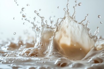 Aufkleber - Milk splashes dramatically in an artistic display, capturing motion and texture in a bright setting
