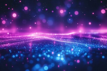 Aufkleber - Colorful abstract lights create a magical atmosphere in a digital landscape at night