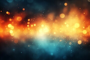 Fototapete - Colorful bokeh light effect with warm orange and cool blue tones creating a festive atmosphere