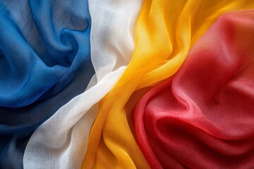 Poster - Fabric draped in colors of a national flag with intricate folds and textures from vibrant materials