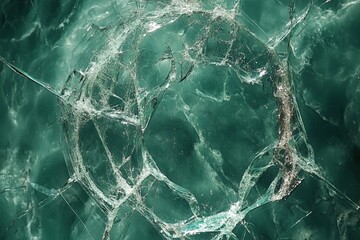 Aufkleber - Crisp turquoise water revealing intricate patterns of shattered glass in bright sunlight