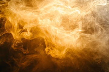 Aufkleber - Golden smoke swirls creating an abstract and ethereal atmosphere in a dimly lit space