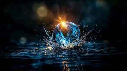 Poster - Dynamic water splash action nature scene high-definition image dark background vibrant colors global awareness