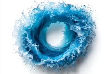 Poster - Swirling ocean wave formation creating a captivating blue vortex in abstract water art