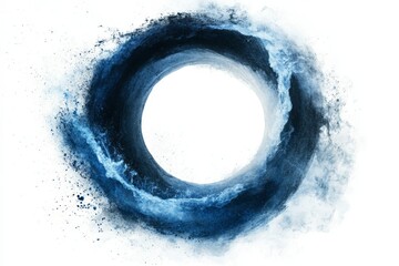 Aufkleber - Swirling waves form a circular splash of blue tones in a minimalist design during midday coastal tranquility