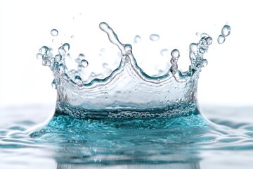 Poster - Splashing water creates a beautiful crown shape in clear liquid during a serene moment