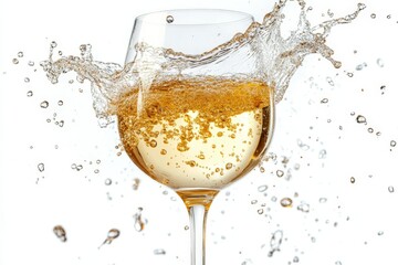 Poster - Sparkling liquid splashes from a wine glass creating a lively atmosphere at a gathering