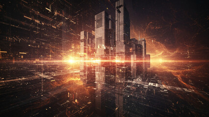Poster - Dark Futuristic Technology Exploring Extreme Abstract Background in Digital Realm
