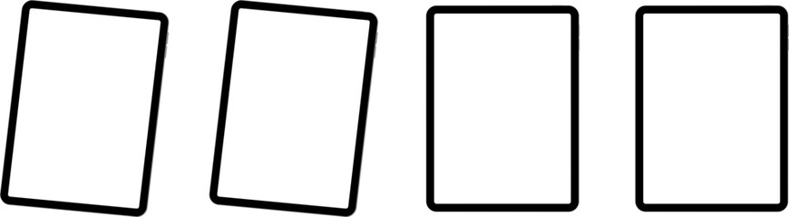 Poster - Minimal tablet frame outline, slightly tilted and straight versions, isolated on transparent background for UI design or mockups