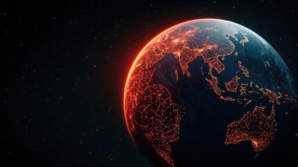 Poster - Earth at night displaying global finance and future business concept. Visual representation of Earth from space with vibrant details.