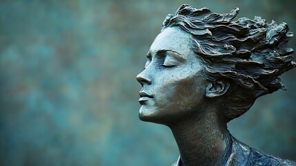 Poster - Majestic statue of a woman displaying artistic craftsmanship and cultural heritage in a captivating setting