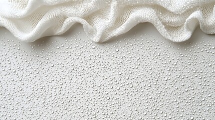 Poster - Close-up image of water droplets on a pristine white surface capturing the essence of morning dew and freshness