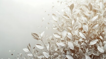 Poster - Aesthetic arrangement of green leaves against a soft background perfect for creative projects and natural themes