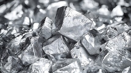 Poster - A stunning pile of shimmering silver crystals capturing the beauty of natural minerals in an intriguing composition