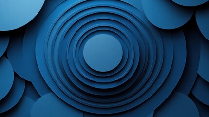 Poster - blue concentric circles with subtle textures creating a modern and minimalist abstract composition with depth and visual appeal for creative use