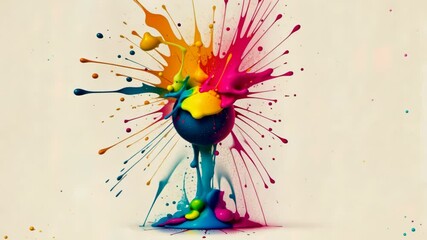 Aufkleber - A colorful splash of paint on a white background