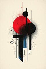 Poster - Abstract composition featuring bold geometric shapes and a striking red circle, symbolizing energy and artistic flair in design.