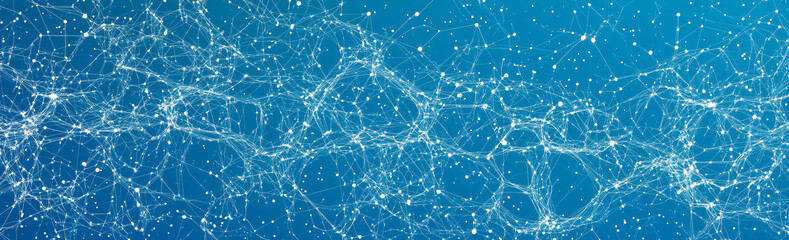 Poster - A visually striking abstract representation of interconnected nodes and lines, symbolizing technology and data flow in unity.