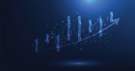 Aufkleber - Stock market or trading graph. Stock market investment trading graph. currency exchange concept, growth for economic. Vector illustration.