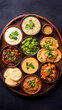 © Supriyono - Assorted Indian dishes on a wooden platter