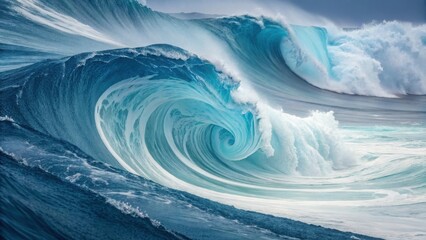 Poster - Beautiful Ocean Waves with Clear Sky and Sunlight Reflection. water wave background