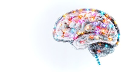 Poster - Realistic close-up of a futuristic brain implant showcasing innovative neural connections