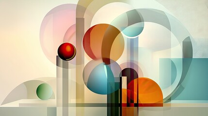 Aufkleber - Abstract circular shapes and gradients, soft artistic flow with calming tones