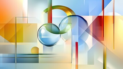 Leinwandbilder - Abstract geometric background with soft gradients and modern shapes, vibrant color palette