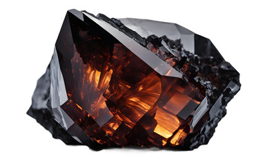 Aufkleber - Boron crystal in a dark, almost black jagged form, isolated on a empty plain background