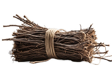 Aufkleber - Bundle of twigs tied together with twine, isolated on a empty plain background