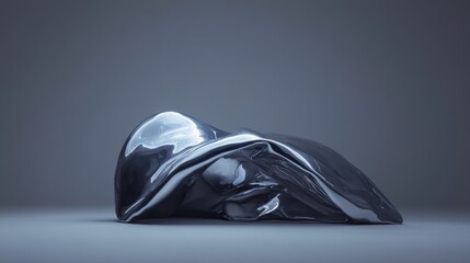 Poster - Abstract metallic sculpture, reflective, smooth, gray background