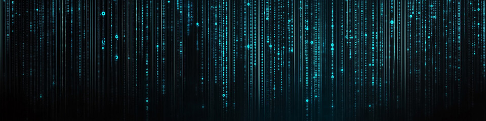 Fototapete - Blue binary data cyberspace background