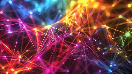 Poster - Abstract glowing futuristic plexus. Digital data visualization. Network connection structure. 3D rendering.