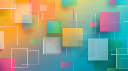 Poster - Abstract geometric background with colorful squares and rectangles.