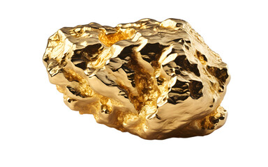 Aufkleber - Gold nugget in its natural rough form, isolated on a empty plain background
