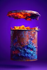 Poster - Rusty can overflowing with vibrant, smoky colors