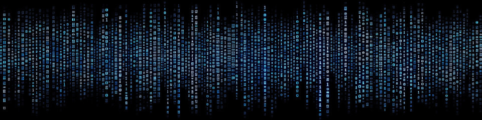 Fototapete - Blue binary data cyberspace background