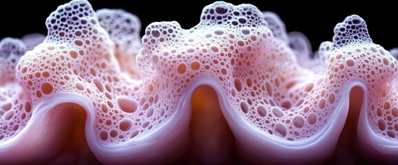 Poster - Abstract close-up of a textured, bubbly surface with undulating forms and varying shades of pink and white