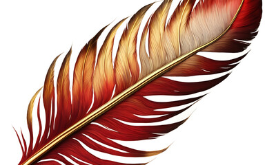 Aufkleber - Phoenix feather with fiery red and gold streaks, isolated on a empty plain background