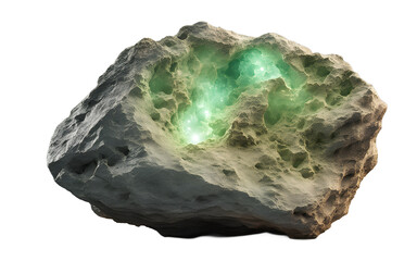 Aufkleber - Radium rock with a faint greenish glow, isolated on a empty plain background