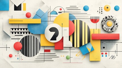 Poster - Abstract geometric art with vibrant colors and shapes