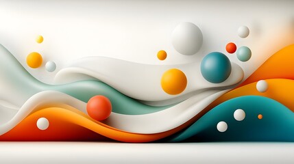 Poster - Colorful abstract composition with organic fluid shapes and waves in a harmonious contemporary design