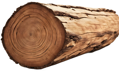 Aufkleber - Wooden log with a smooth surface and rich brown color, isolated on a empty plain background