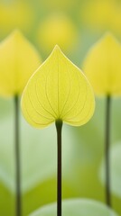 Wall Mural - Close-up heart-shaped yellow leaves, blurred background, nature