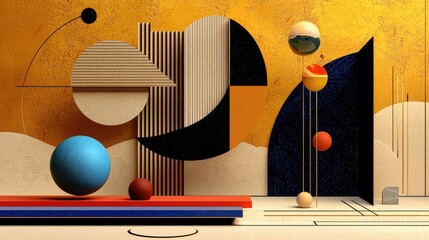 Poster - bold abstract design with sharp lines, modern geometric patterns, and deep shadows