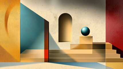 Poster - Bold abstract design with sharp lines, modern geometric patterns, and deep shadows