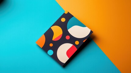 Poster - A business card with bold typography and geometric patterns, set against a contrasting backdrop