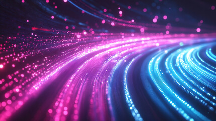 Poster - Abstract glowing lines in pink and blue creating a futuristic and technological background effect