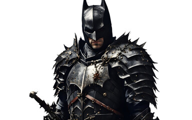 Poster - Dark knight in cursed armor with a cracked greatsword, isolated on a empty plain background