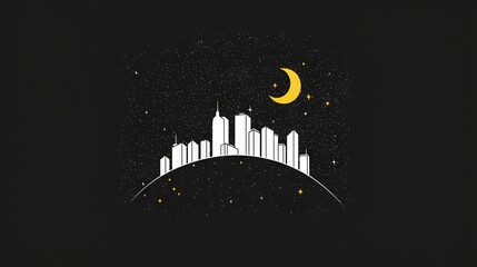 Poster - the city skyline is illuminated with modern building architecture